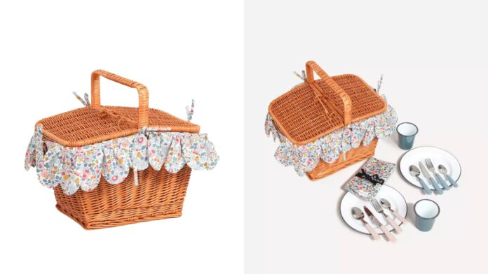 Coco & Wolf Liberty Betsy Filled Rectangle Wicker Picnic Basket