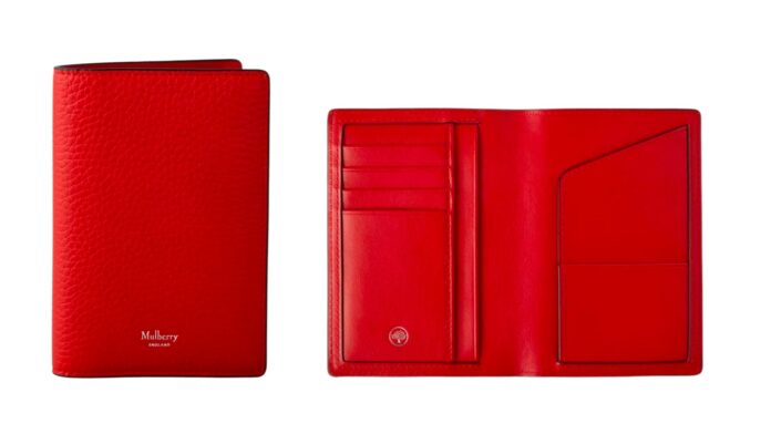 Mulberry Passport Cover Lancaster Red Heavy Grain