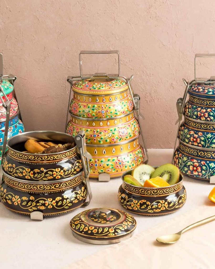 Mytri Designs Tiffin Box with Three Tiers