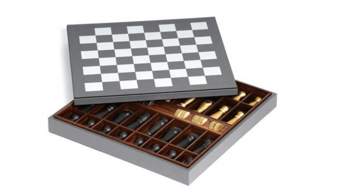Pinetti Chess & Checkers Leather Game