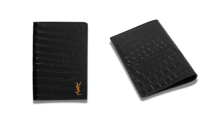 YSL Croc Effect Leather Passport Cover